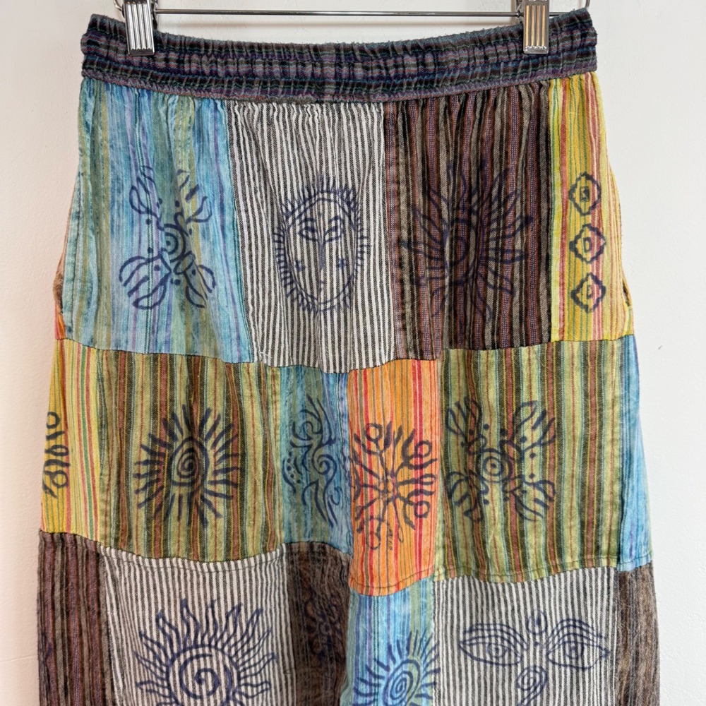 Rising International Patchwork Cotton Pants Sz‎ 6 Boho Hippie Festival Joggers - Picture 5 of 12